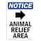 Signmission OSHA Notice, 5" Height, Animal Relief Area Sign With Symbol, 5" X 3.5", Portrait, 10152 OS-NS-D-35-V-10152 - alternate 1